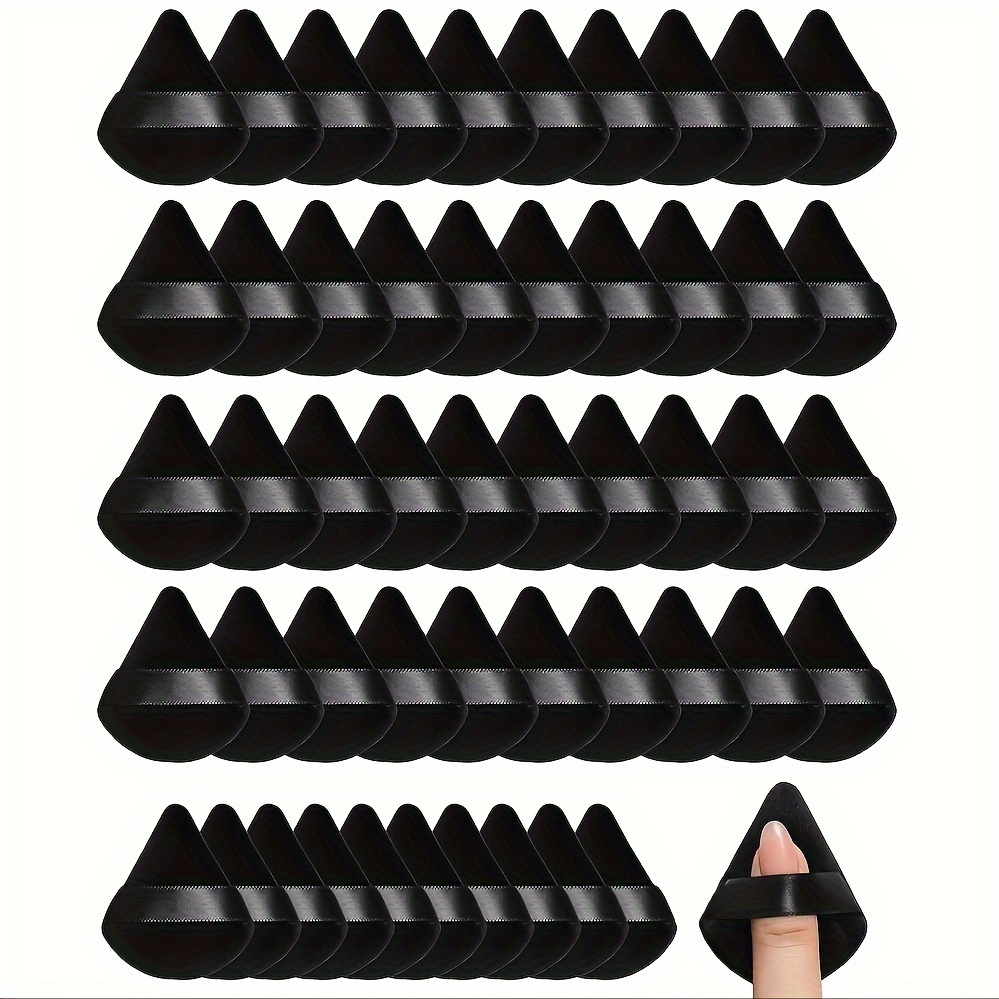 Image of 1.96*1.77inch Mini Triangle Puff 50pcs, Random Color, Made Of Super Soft Velvet, Designed For Shaping, Eyes And Corners, Suitable For Types