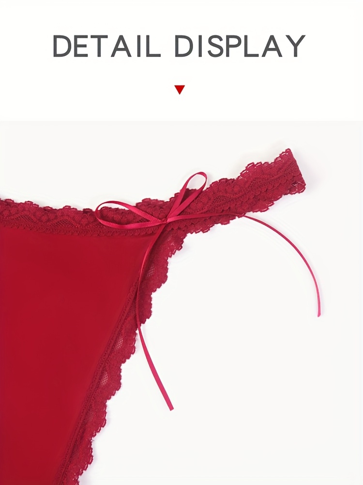 Antler Sexy Bow Lace Thongs for Women Cute Underwear Low Waist Thong Ladies Underpanties Women Wife Girlfriend Gifts
