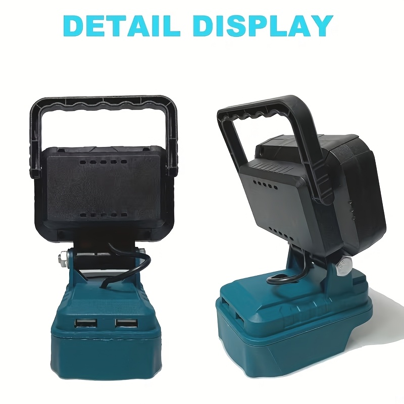 TEMU 15-bead Led Work Light | Compatible With Makita 18v Lithium-ion Battery, Adjustable Hanging Bracket, Portable Handheld Spotlight, Teal And ,