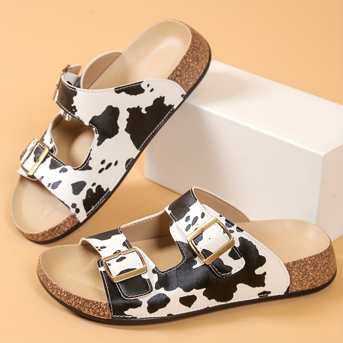 Flip Flops Cow Print Sandal Slides Women's Cow Print Slide Sandals