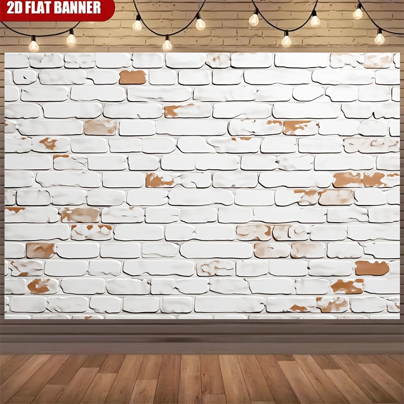 1pc White Vintage Distressed Brick Wall Panel, Photo Backdrop