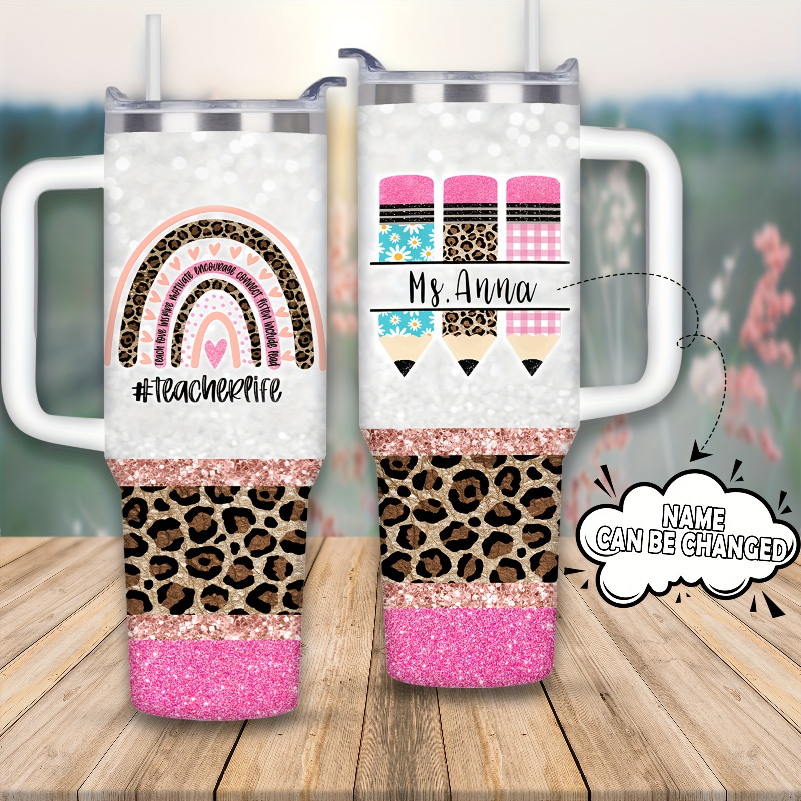 

1pc, 40oz/1100ml Personalized Teacher , Insulated Mug Christmas Appreciation Gifts For Teachers End Of , Opening ,