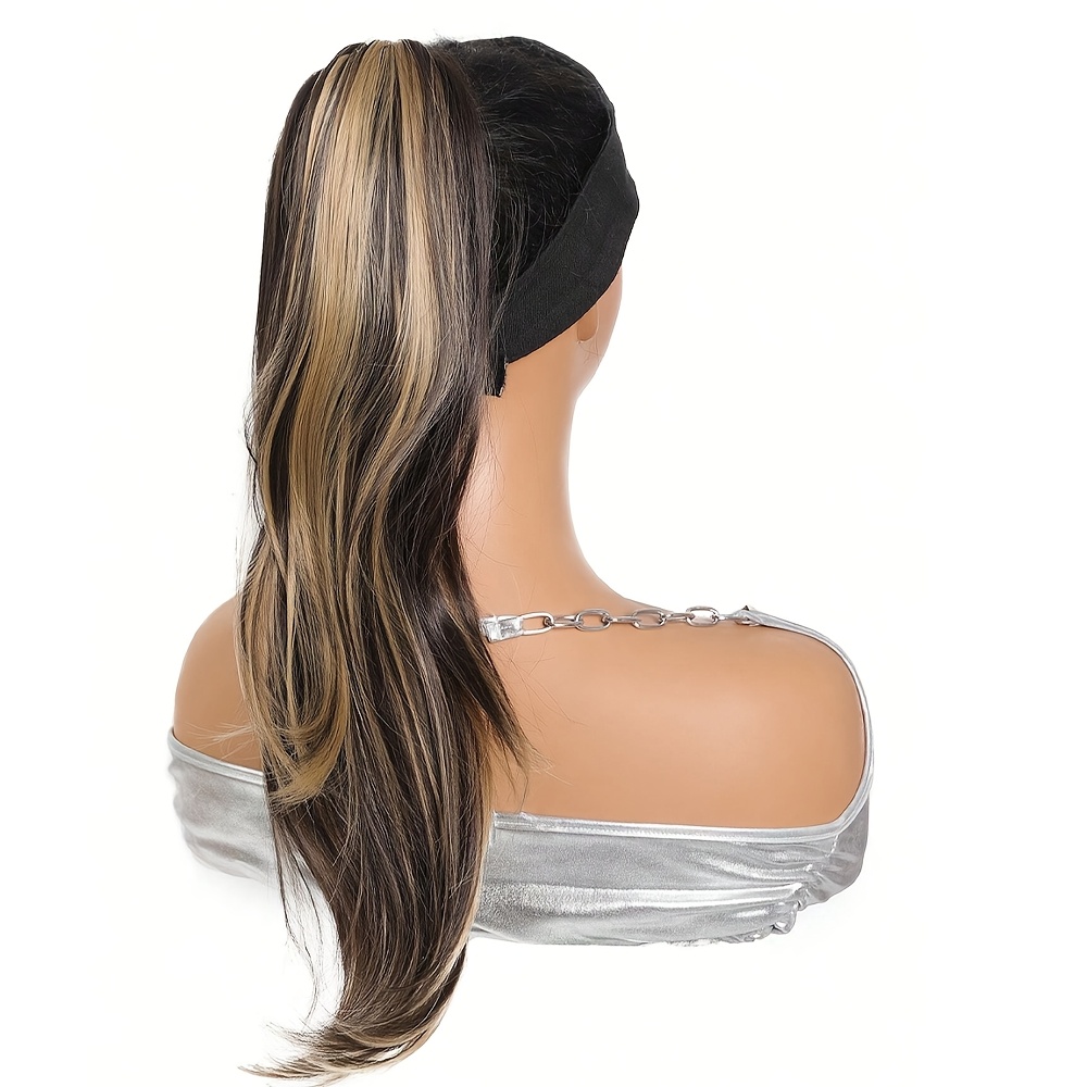 18 claw clip ponytail extension for women long curly heat resistant synthetic hair versatile 23 6 long ponytail with bangs   all   everyday stylish hairpiece natural look ponytail heatresistant fiber details 4
