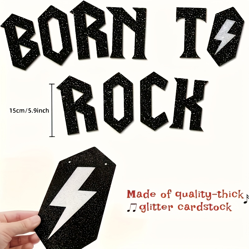 Image of Glittery Banner For A For Rock-themed Birthday Celebration, Perfect For A First Birthday Party With 50s For Rock Music Decorations And Record