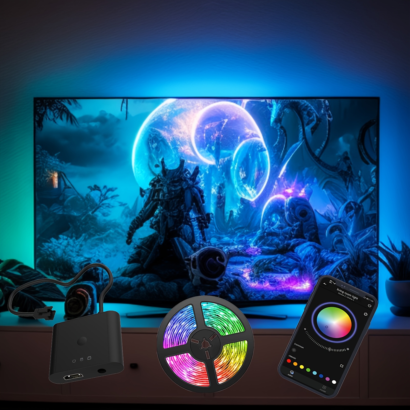 TEMU Intelligent App- For Tvs And Pcs That Synchronizes With Screen Hues And Music, Featuring And