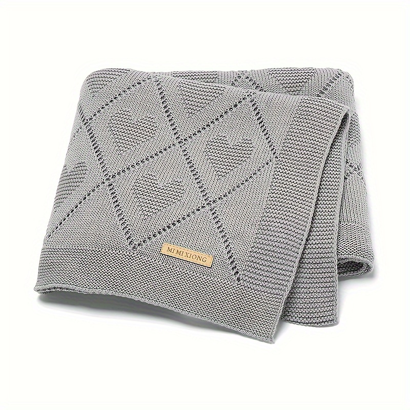 Pure Cotton Knitted Heart Pattern Children's Knitted Blanket, Suitable For Boys And Girls