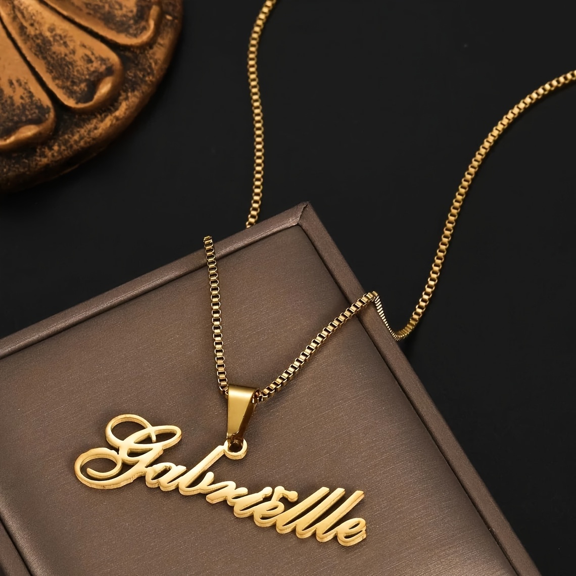 TEMU Chain Name Necklace, Stainless Steel Simple And Stylish Necklace, Personalized Detachable Tag Pendant Necklace, Everyday Versatile Accessory,