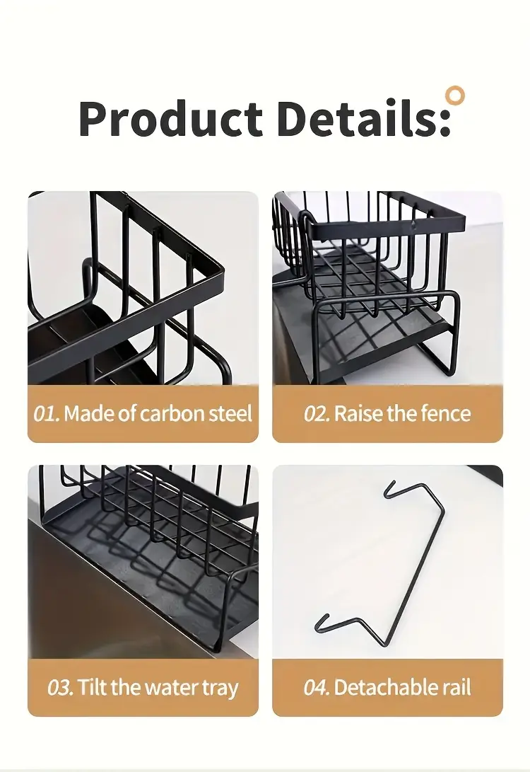 versatile kitchen bathroom organizer plastic sink caddy for soap sponges towels details 6