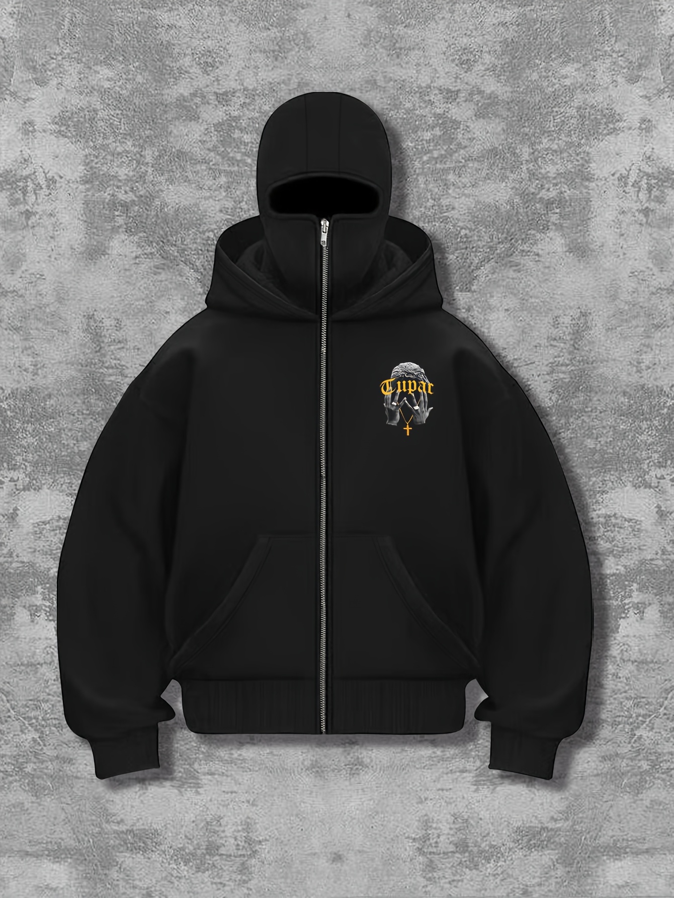 herren schwarzer grafik zip up hoodie rückendruck Temu Austria