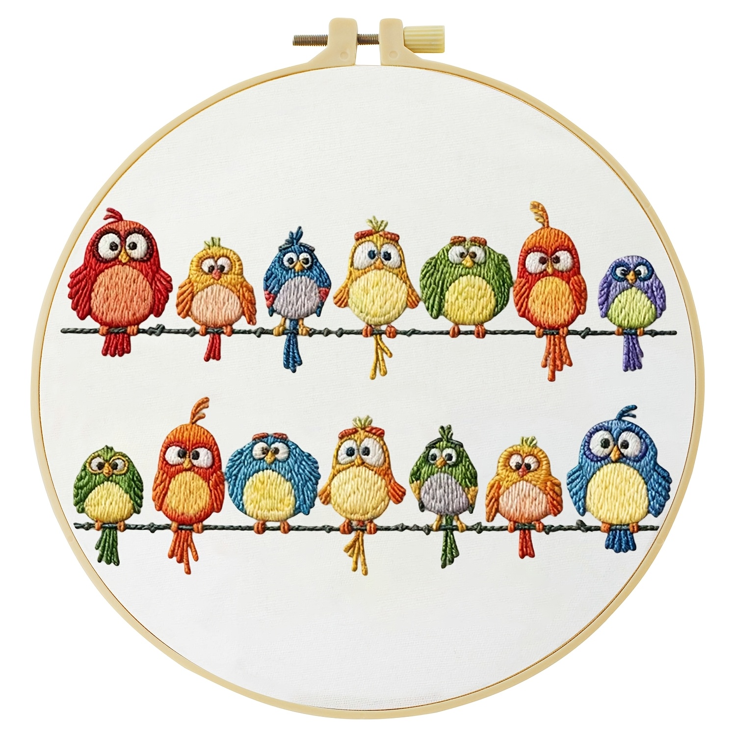 TEMU Embroidery Kit, 20x20cm/7.9x7.9 Inches, Multicolored Birds, Handmade Embroidery Kit, Suitable For Adult Beginners, Includes Embroidery Fabric,