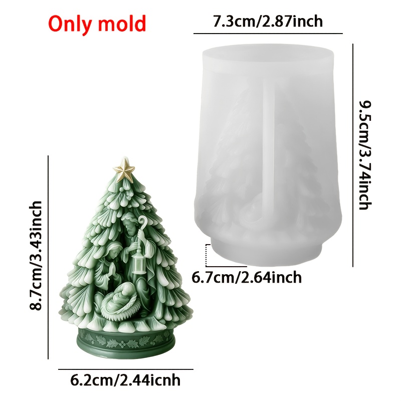 TEMU Stampo in silicone resina - Presepe Albero di Natale Stampo in silicone Stella Crib Natalizio in Candela Gesso Ornamento da tavolo a incasso