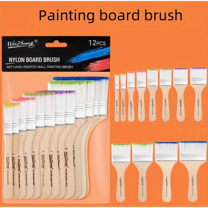 E-shop 12er-Set Professionelle Flachpinsel - Nylonborsten für Acryl, Aquarell und Keramikmalerei – Mehrzweck-Kunstpinselset (Größen 1–12)