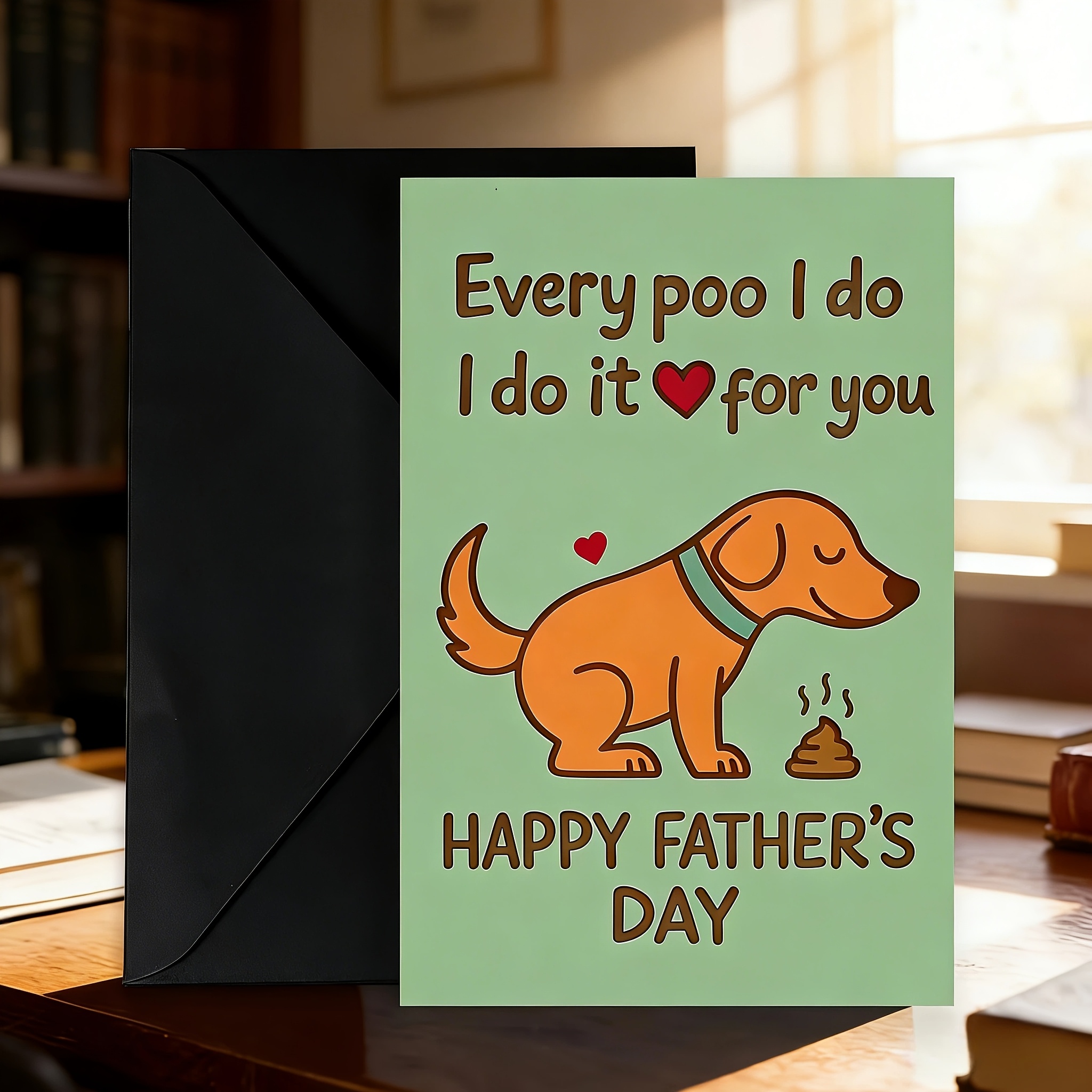 a humorous fathers day card   for dog lovers a   themed greeting card gift for dog loving dads   an envelope