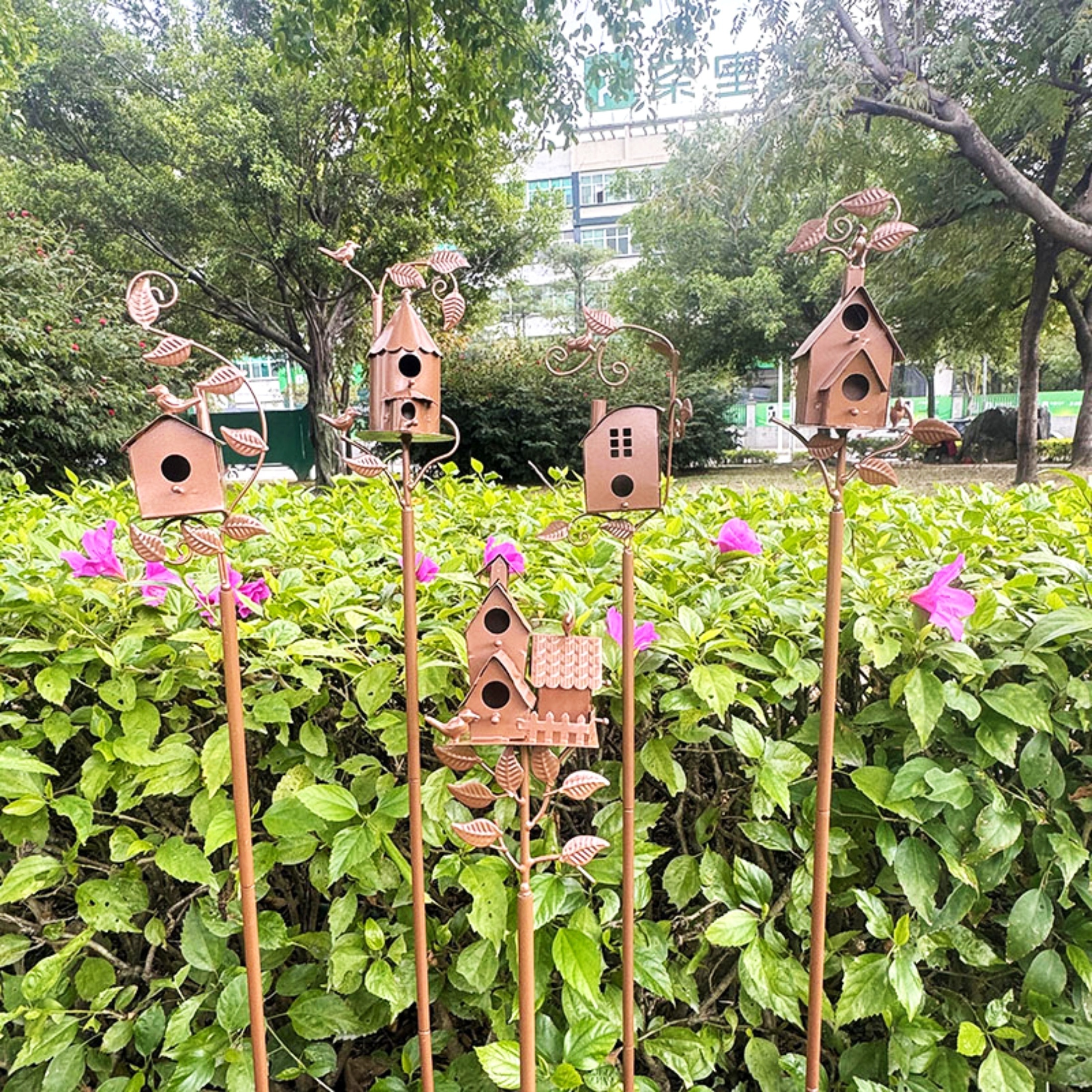 

Metal Birdcage With Pole, Metal Garden Birdhouse, Birdhouse Decoration, Home Outdoor Garden Statue, Metal Handicraft Plug-in Decoration