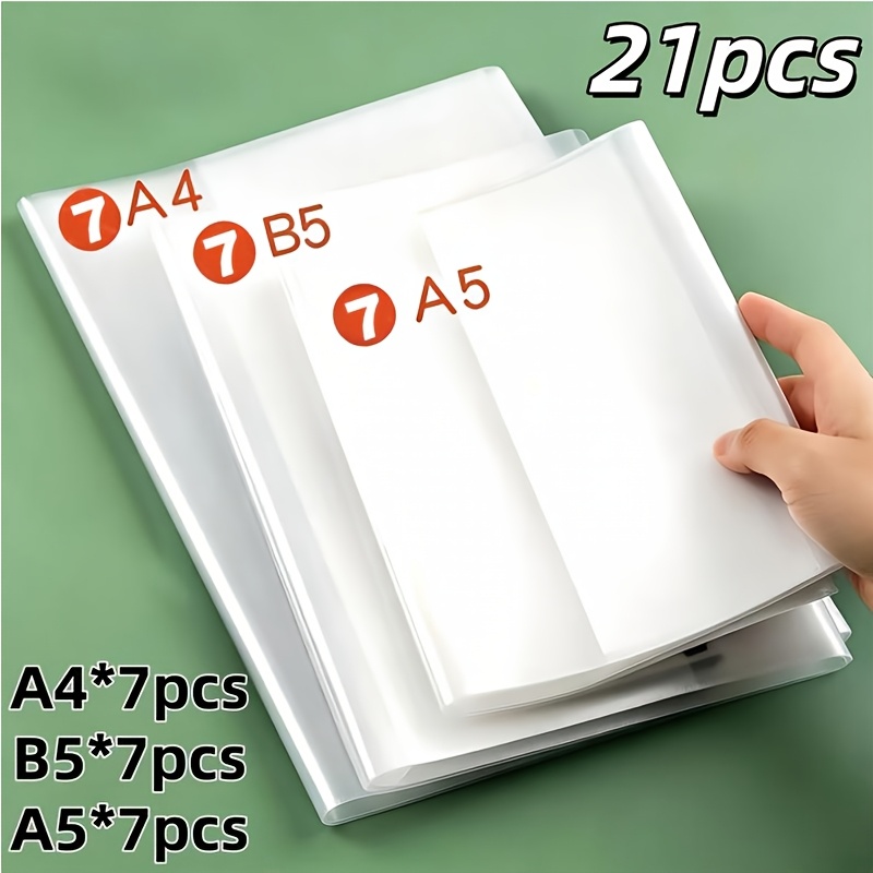 TEMU 21 protège-livres - Housses de protection durables et transparentes pour livres A4, B5, A5 - Idéal pour fournitures scolaires et de bureau,