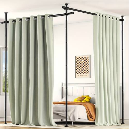 no drill room divider panel heavy duty adjustable floor to ceiling privacy screen with tension rods metal frame suitable for office events renters assembly height width