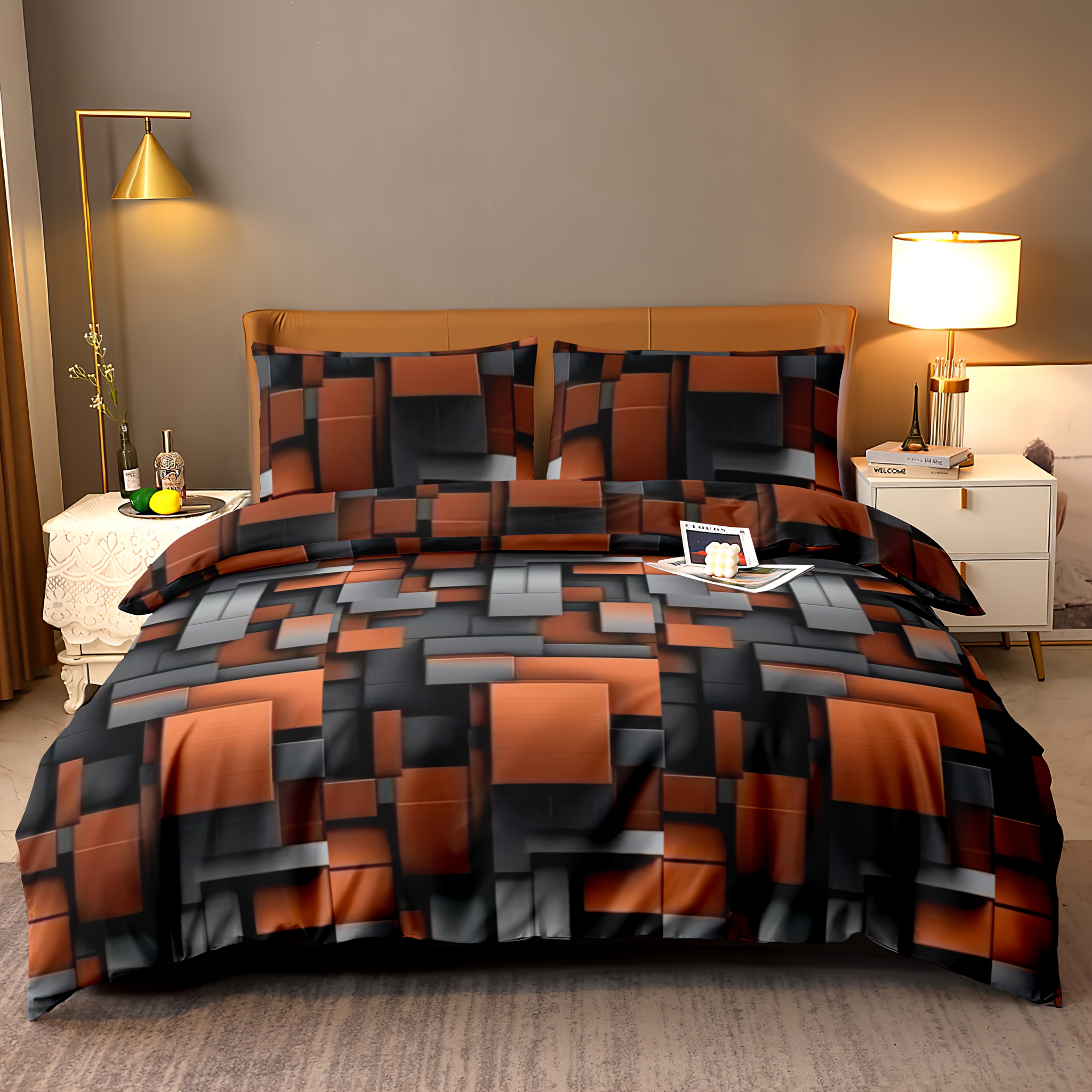 3pcs Printed Quilt Cover Soft Comfortable Skin-friendly Breathable Quilt -piece Set, 1 Quilt Cover + 2 Pillowcases, Polyester Fiber Material, 80g/m² (no Bed Sheet, No Filling)