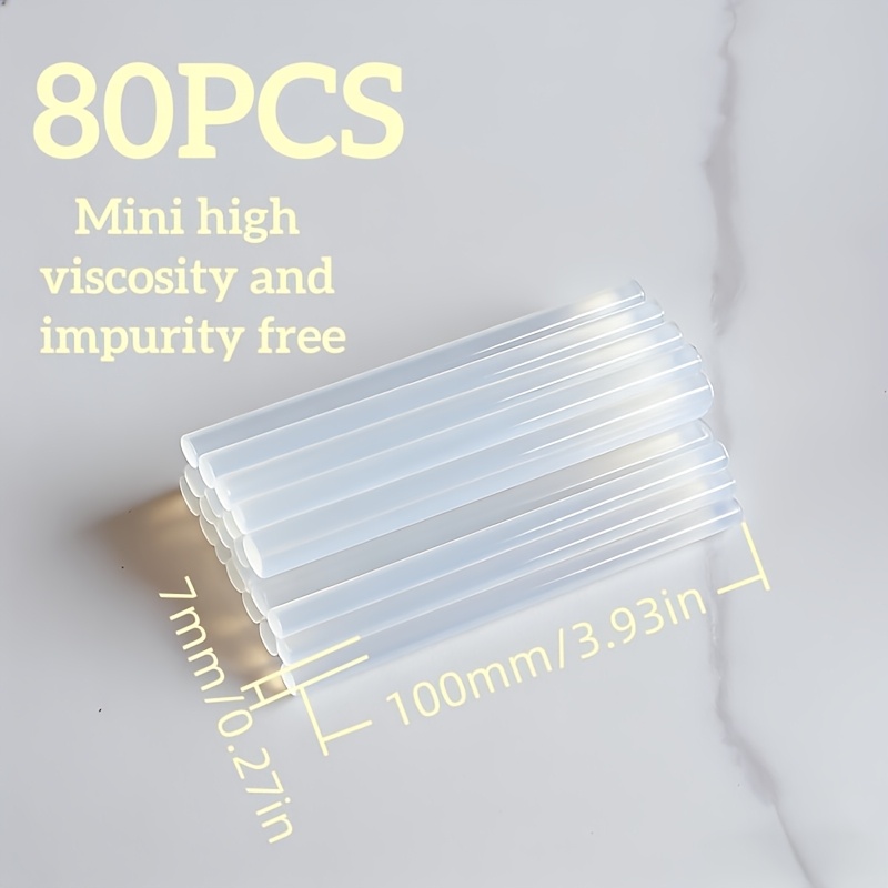 Image of 80pcs Of 7mm*100mm Hot Melt Glue Sticks, Strong , Suitable For Home, Quick-dissolving Non-stringy Glue For Crafting And Repairing Items