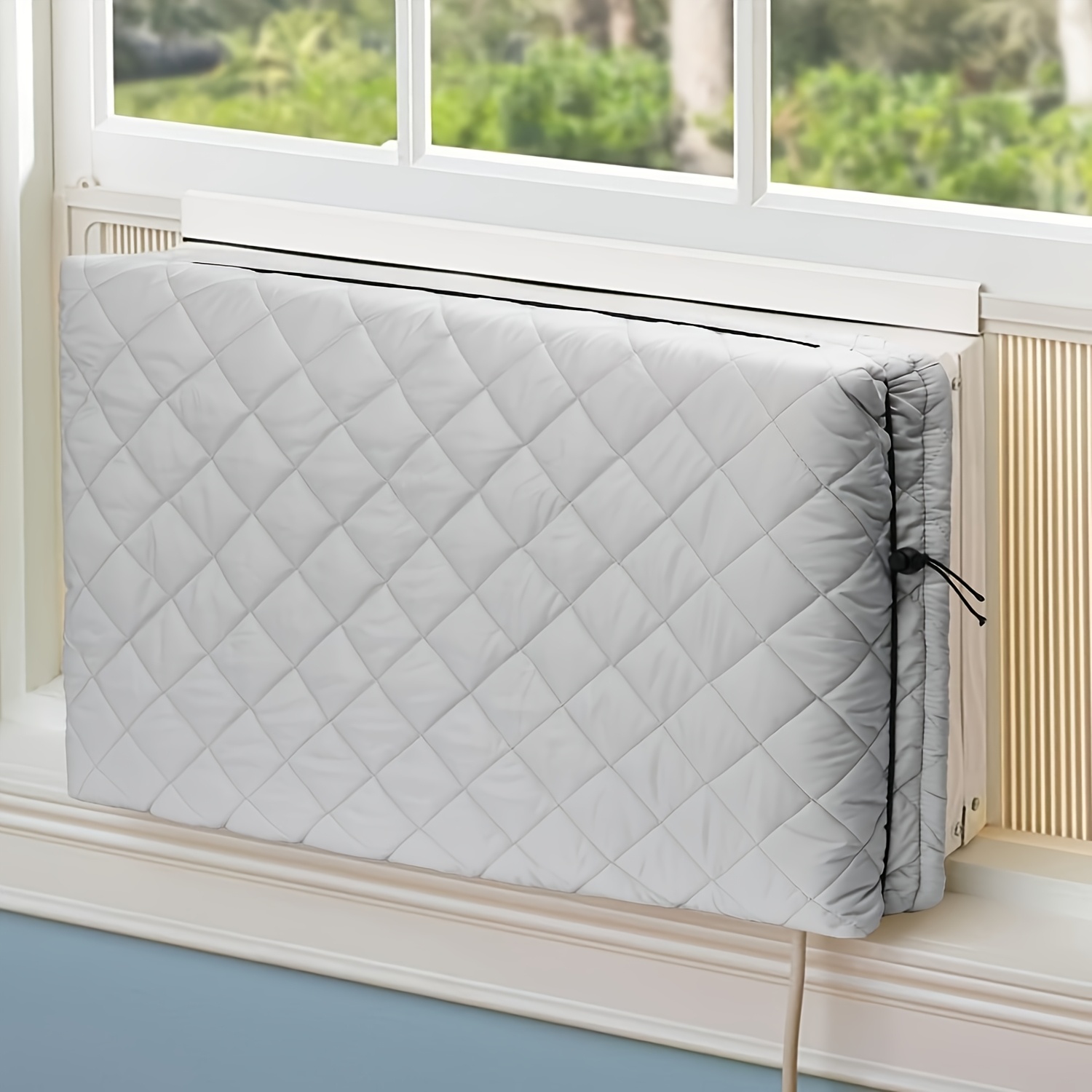 

Indoor Air Conditioner Cover With Double-sided Waterproof, Dustproof, And Features. It Includes An Adjustable Band, Suitable For Indoor Ac Units.