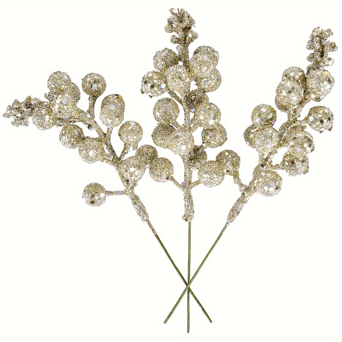 

25pcs Sparkling Stems, 7.5" - Diy Christmas Tree Ornaments & Wreaths, Holiday Decor