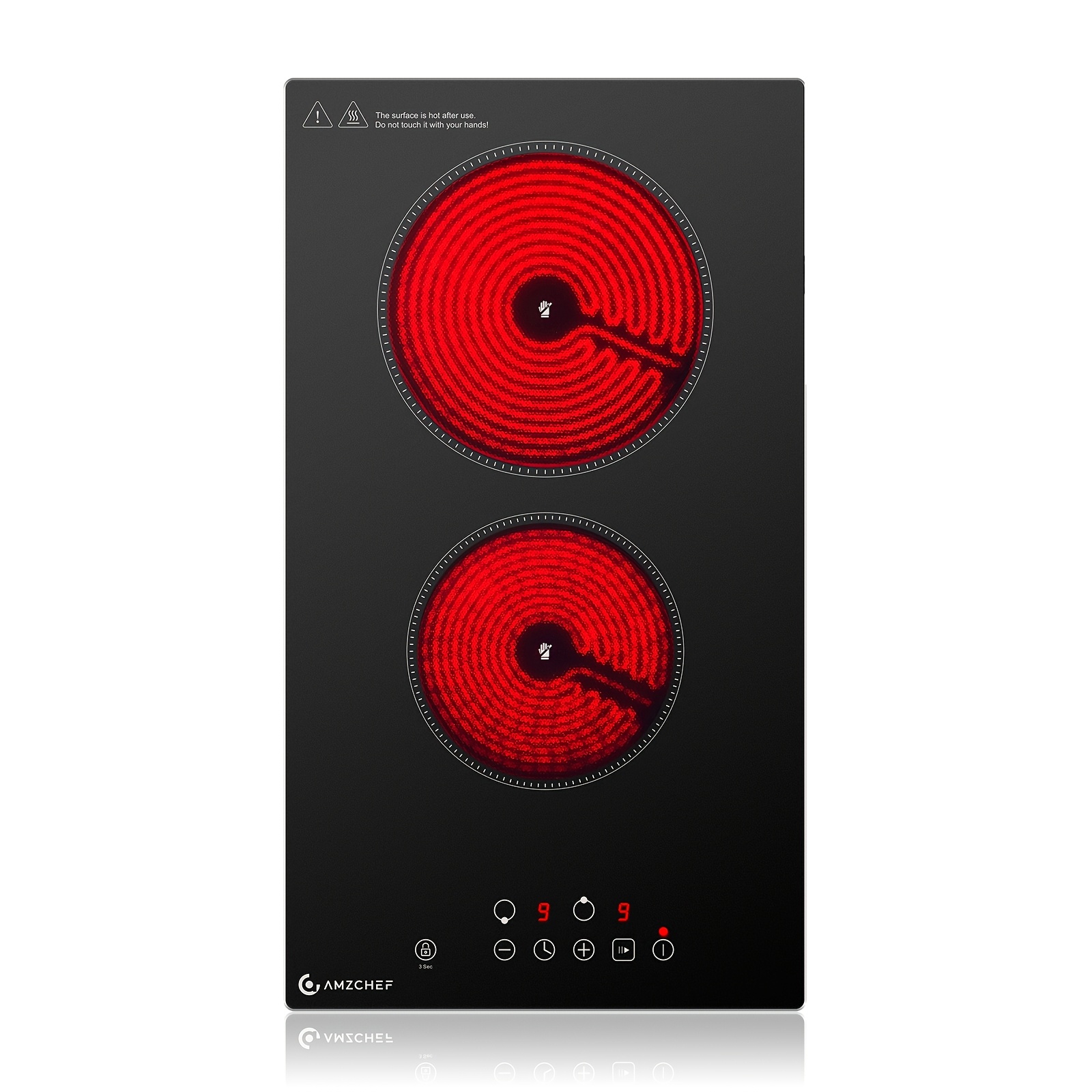 Amzchef Ceramic Cooktop, 3200w, Levels, Freestanding/ Built-in, Touch Control, Safety Lock, 1-99 Min Timer, Compatible With All Cookware
