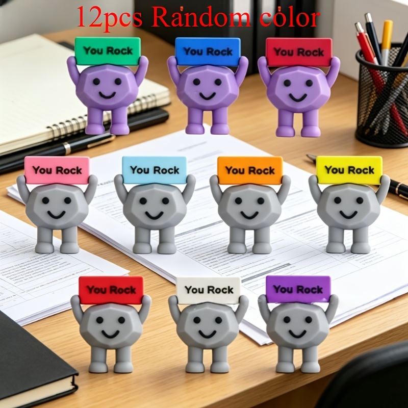 TEMU 12pcs "you're Awesome" Mini Decorations, Random Colors, Reward Desktop Ornaments, Rock Style Figurine Decor, Encouraging Birthday Gifts,