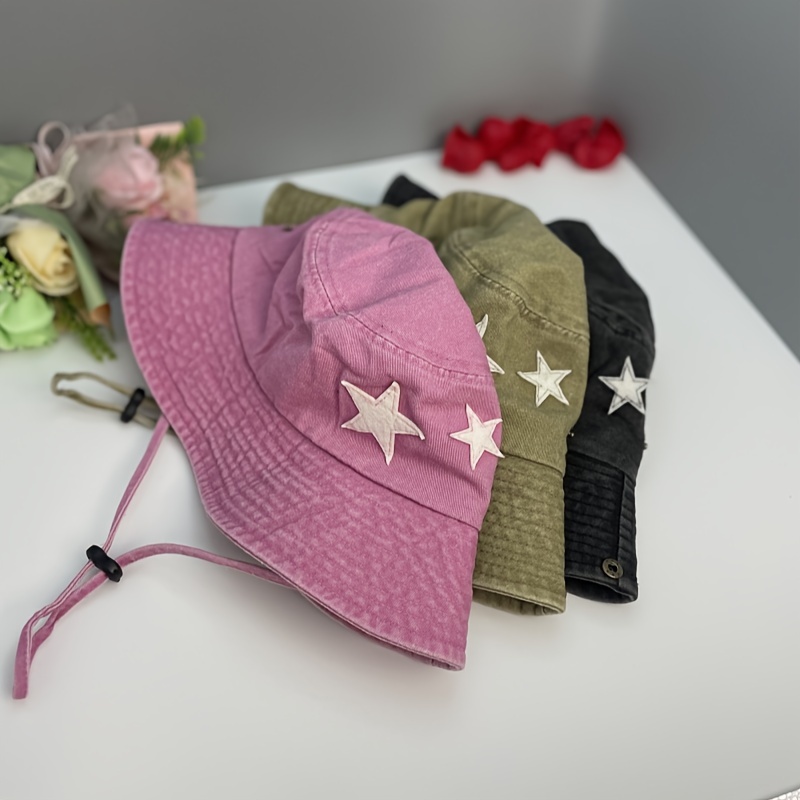 Vintage Star Patch Bucket Hat Washed Distressed Cowboy - Temu