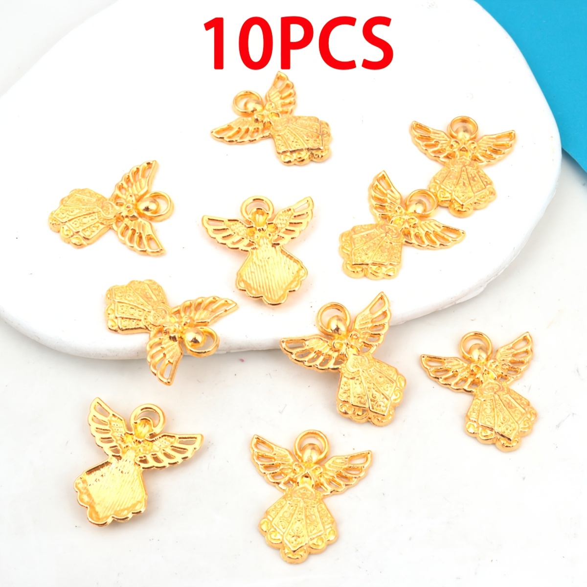 10pcs Antique Bronze Winged Guardian Angel Pendants