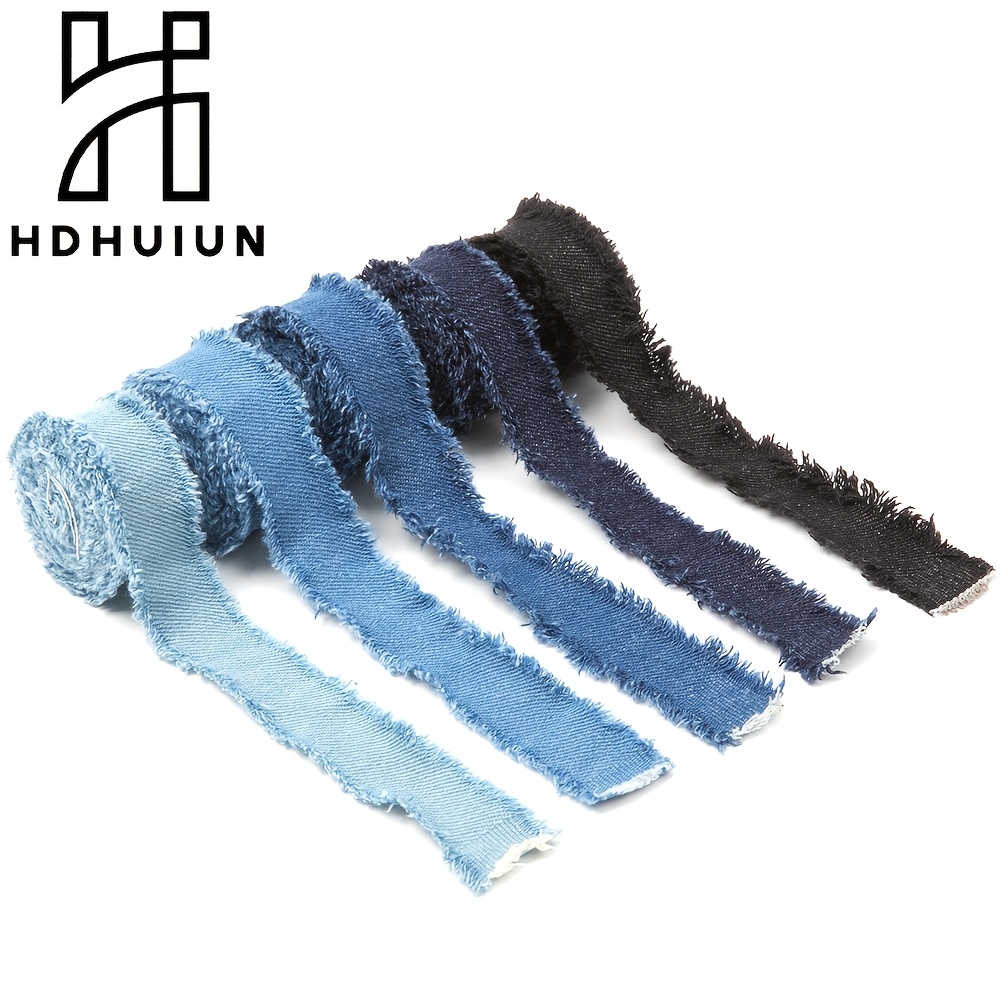 TEMU Ruban en Denim, 5 Rouleaux de 0,98 Pouces de Largeur, pour Emballage Cadeau, Accessoires pour Cheveux, Accessoires de Couture, Décoration de