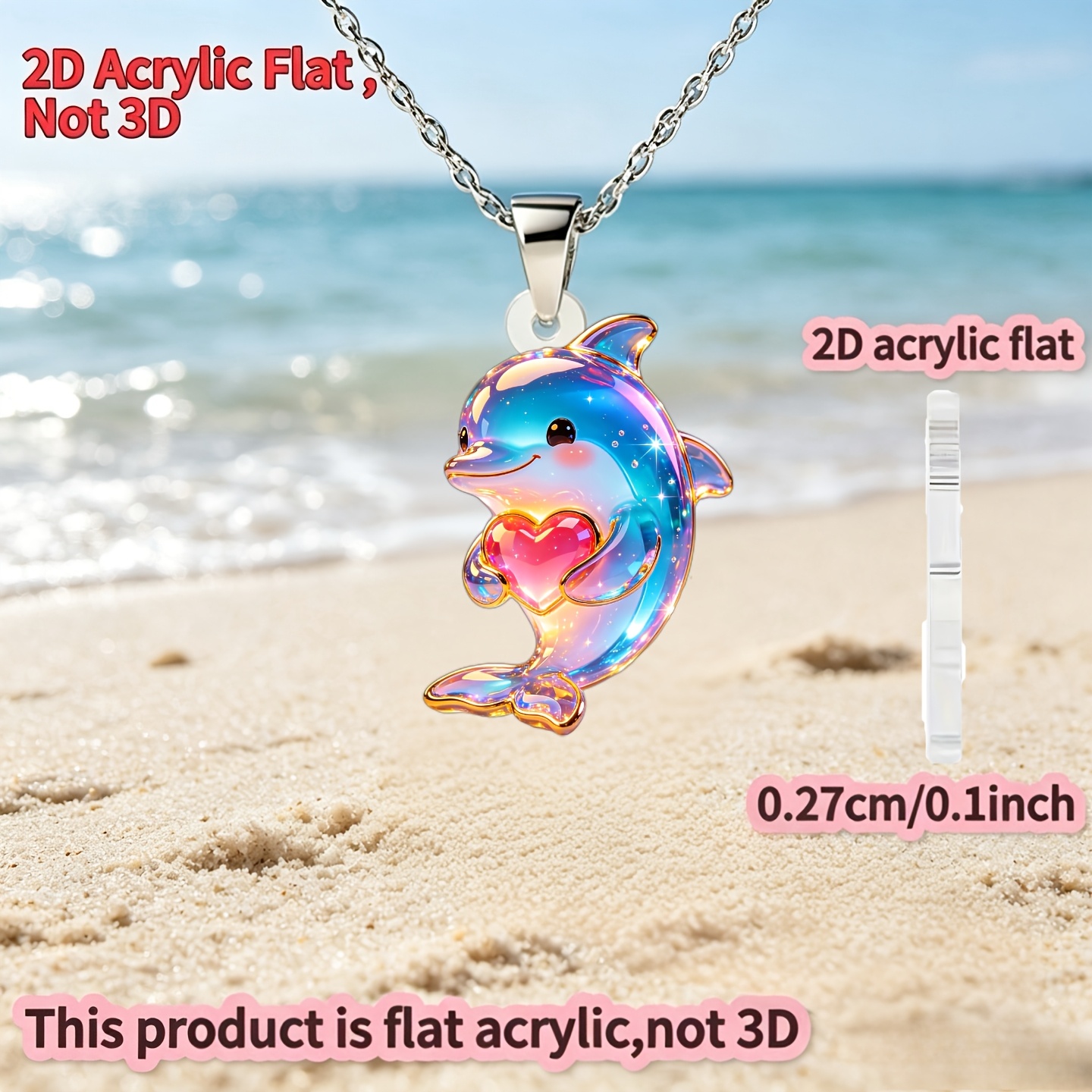 Dolphin Pendant Necklace, Minimalist Unisex Gift