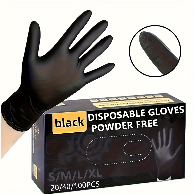 

20pcs/40pcs/50pcs/100pcs Disposable Black Nitrile Cleaning Gloves For Holiday Party Supplies, Powder-free And Latex-free, No Feathers, Electricity-free Use