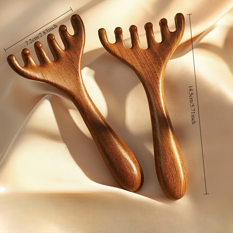 4pcs antler massage comb scalp and neck   massager ergonomic handle precision pressure points simulated wood texture durable plastic material   to create stress and relaxation artifacts