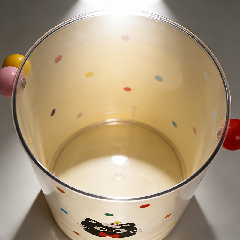round trash can with cute cat stickers waste paper collection bin suitable for kitchen bedroom office Product details 3