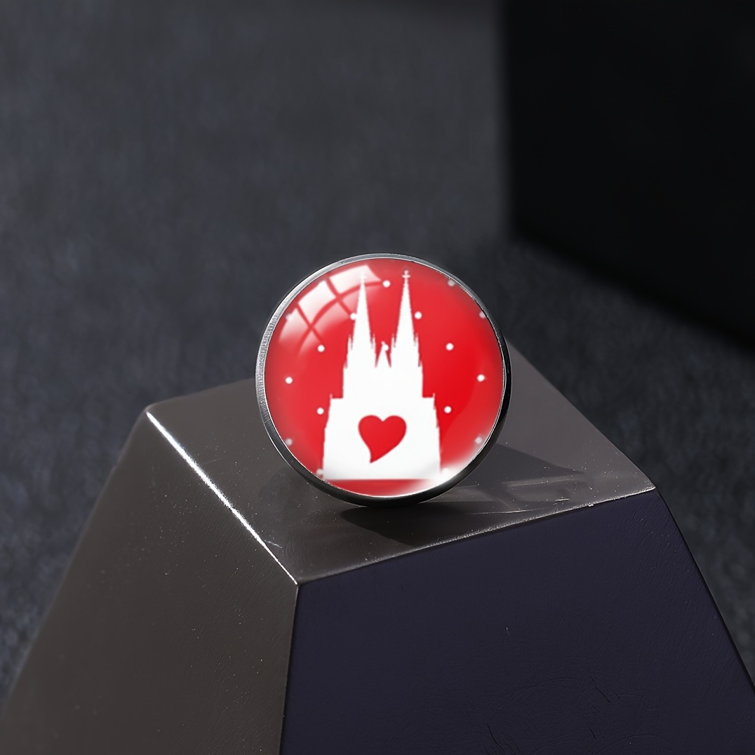 1pc Longda Collar Pin, Sexy Castle Design Glass Charm Pin, Clothing And Bag Accessory