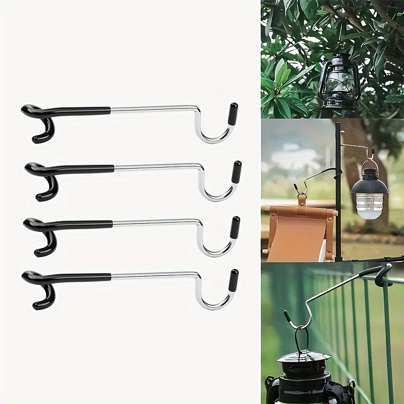 

4pcs Stainless Steel Light Stand Holder Hooks, Portable Tent Pole Lamp Hanger, Outdoor Hunting Fishing Camping Equipment