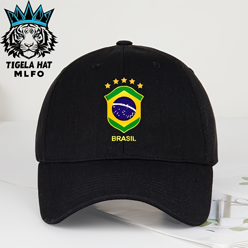 TEMU 2026 New Brasil Printed Minimalist Trendy Solid Top Baseball Cap, Lightweight And Comfortable With Adjustable Size, Suitable For Daily Life,