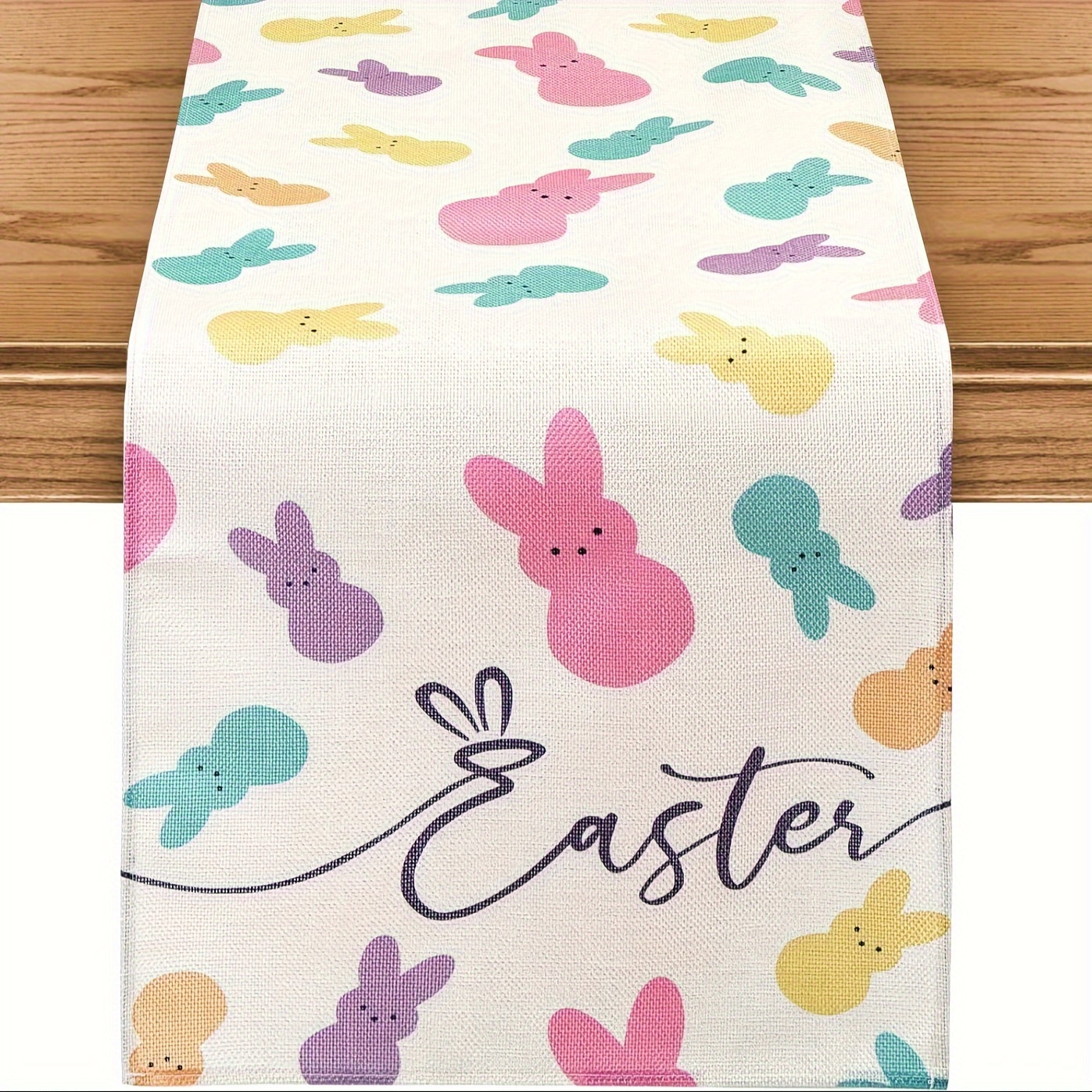 

1pc, Table Runner, Linen Happy Easter Theme Egg Rabbit Printed Table Runner, Dining Table Decorations For Indoor, Outdoor, Home Party Decor