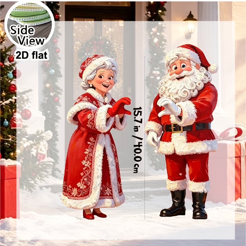 TEMU 2D Flat - 【2D Flat】 2D Flat - [2D Flat] 2D Flat, Weihnachtsmotiv Weihnachtsmann und Deko-Ständer Set Rot und Weiß Weihnachtsfarbe Sonnenschutz