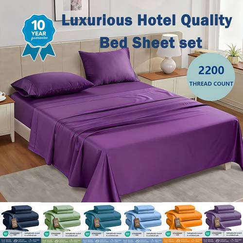 4pcs bed sheet set luxurious ultra soft breathable 36cm deep pocket shrink resistant fade resistant comfortable bedding with pillowcase flat sheet fitted sheet for single queen bed sheet set for