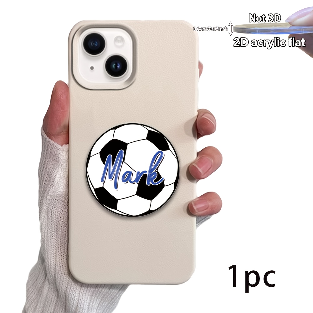 TEMU 2d Acrylic Flat1pccustomized Phone Holder,acrylic Phone Handle, Personalized Football And Basketball Phone Handle, Customized Name Phone Holder,