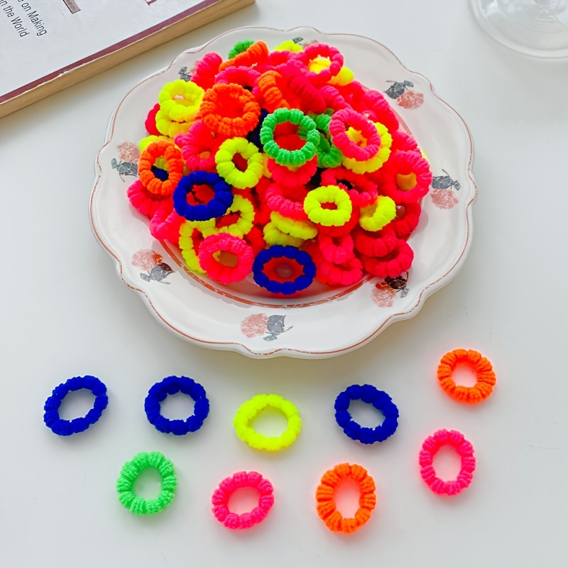 100pcs Colorful Elastic Small Hair Ties, Girls Headwear, Girls Hair Styling Accessories