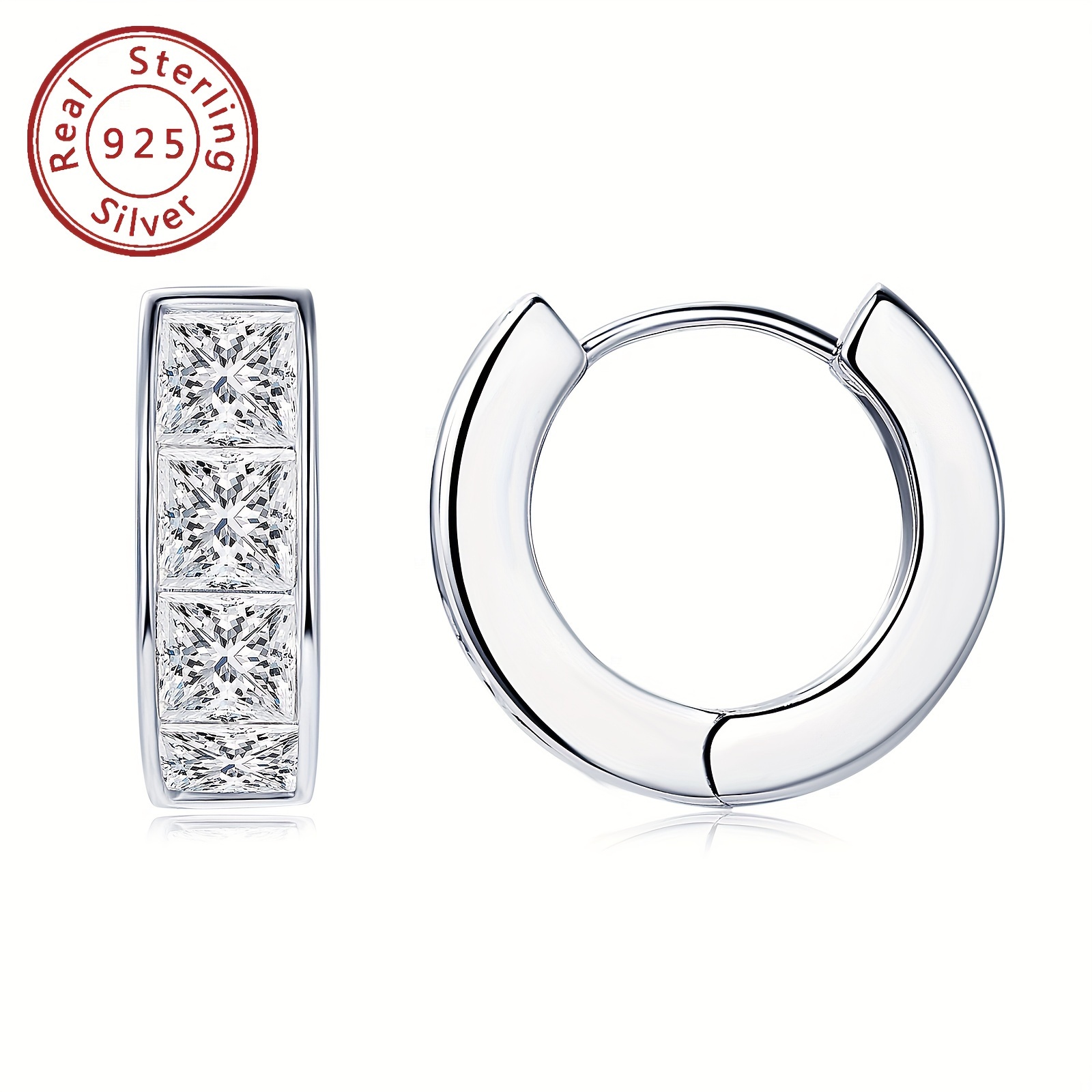 1 pair of thick moissanite earrings 925 silvery ladies earrings princess   irregular moissanite earrings and earrings pure silvery earrings silvery weight 5 5  square moissanite 4x4mm 8pcs carat 1 6ct 2pcs details 4