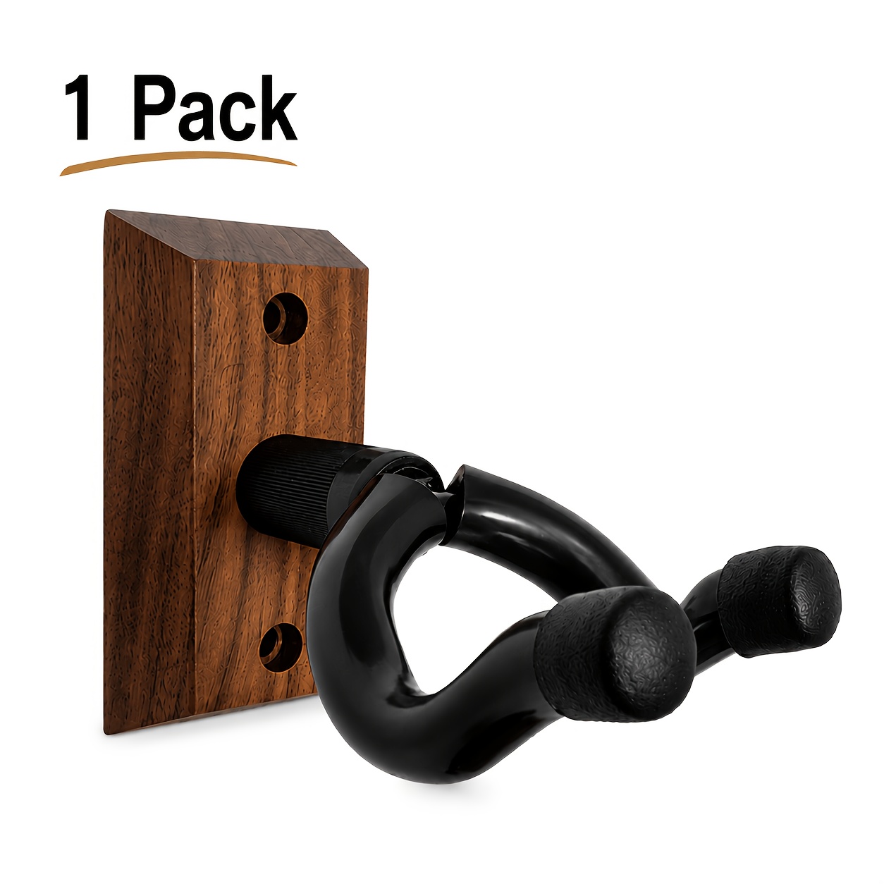 TEMU Guitar Wall Mount Hanger Holder (1 Pack/ 2 Pack/ 4 Pack), Solid Wood Base, Heavy Duty Carbon Steel Guitar Hook With Soft Rubber Protection, Wall