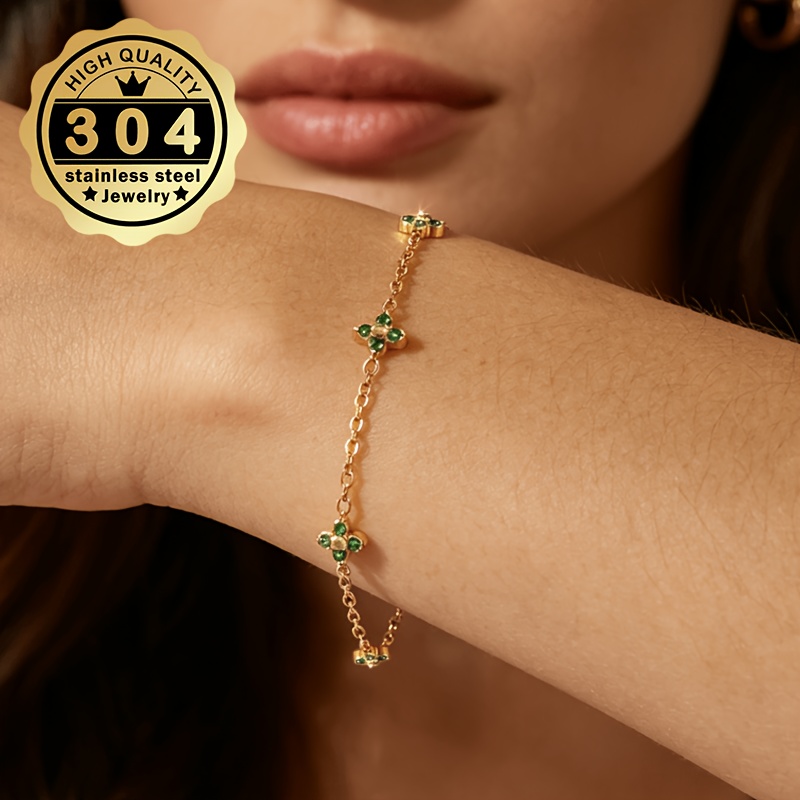 Women's Classic Clover Design Stainless Steel Bracelet