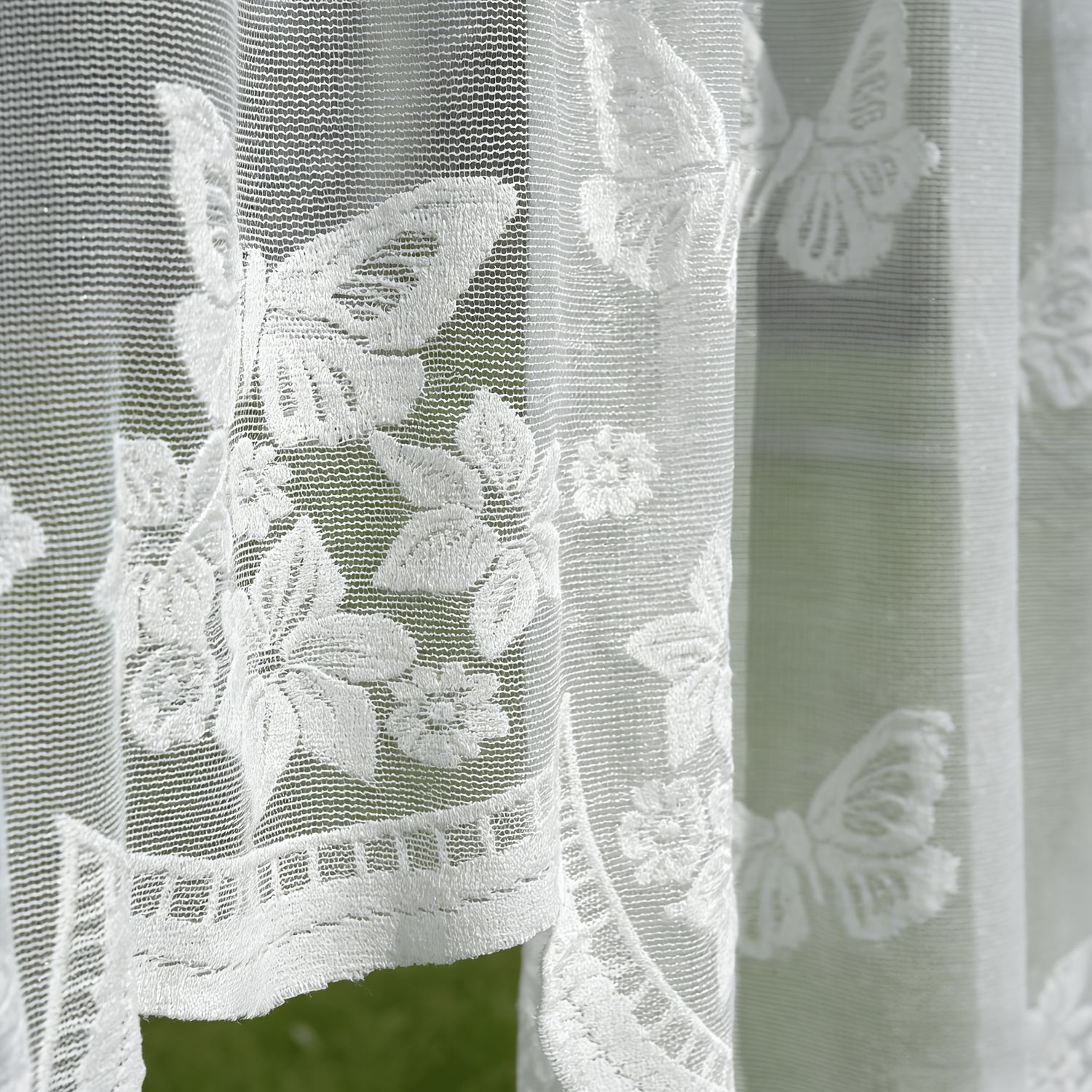 TEMU 1pc Floral Pattern Small Window Cafe Curtain, Light-filtering, Privacy-blocking, And Decorative. Stylish And Romantic Design. Suitable For