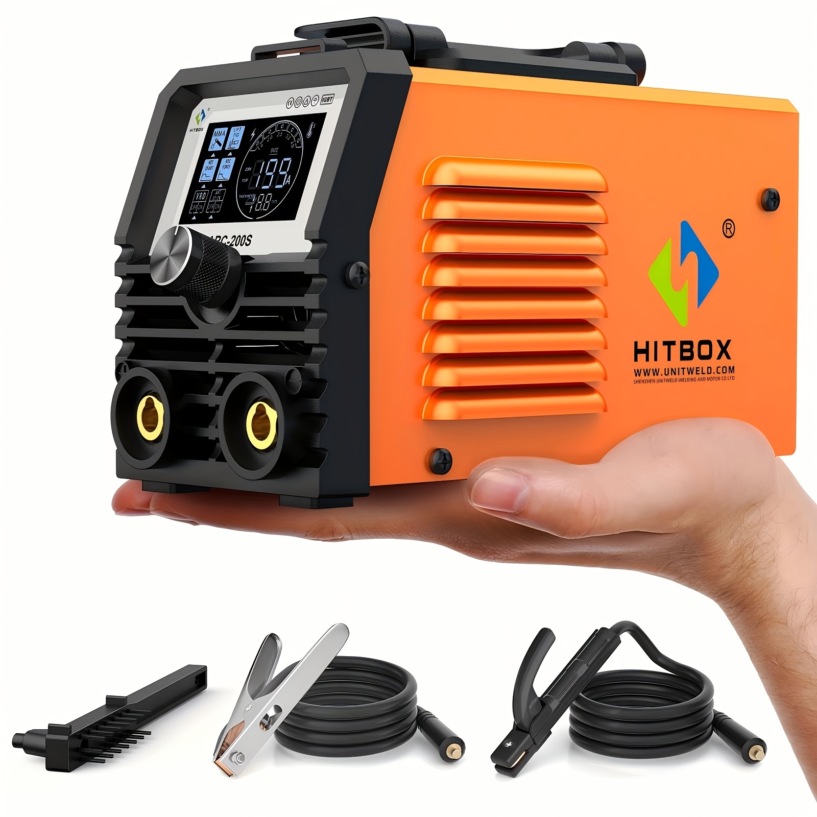 Hitbox 200a Mini 2-in-1 Arc Welder 220v Mma/lift Tig Inverter Lightweight Welder With Lcd Digital Display Thermal Protection, Hot Start | Portable Welder For Household, Workshop & Diy Repair