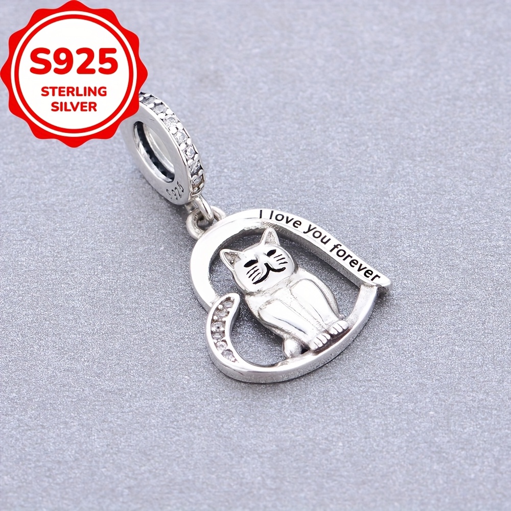 TEMU 1 pieza de colgante decorativo de de gato lindo y moderno en 925, ideal para hacer joyas como pulseras y collares, regalo para fiestas o