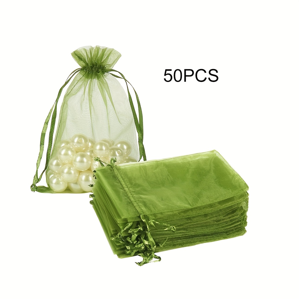 E-shop 50 Stück Garnbündel mit , Grasgrüne Verpackungstaschen, Aufbewahrung für Perlen-Schmuck, Party-Verpackungstaschen, Weihnachtsgeschenktaschen