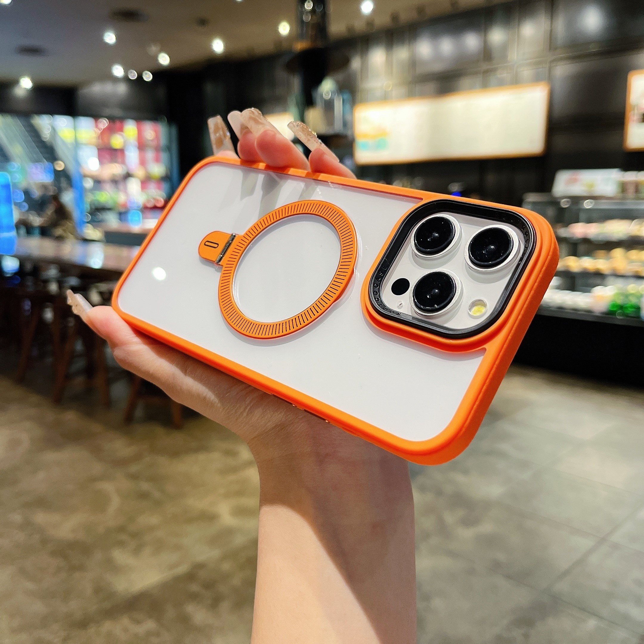 Suitable For Case For 16promax 16pro 16Plus 16 Transparent HD Shockproof Protective Magnetic Cell Phone Cover, Foldable Phone Holder On The Back_voghion.com