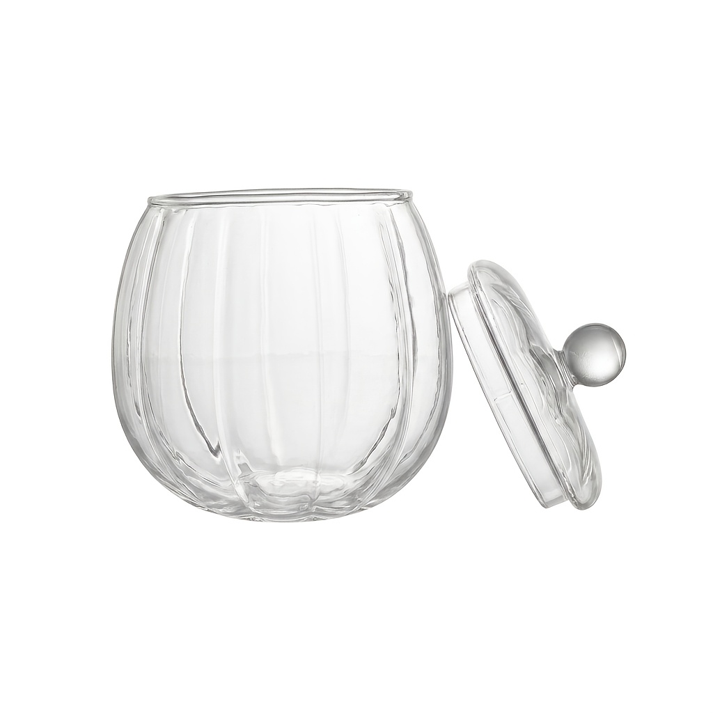 TEMU 1 pot à bonbons en verre de citrouille avec couvercle, joli pot de rangement de citrouille pour , récipient en verre pour bonbons et biscuits,